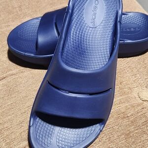 Oofos Navy Blue Slide Sandals